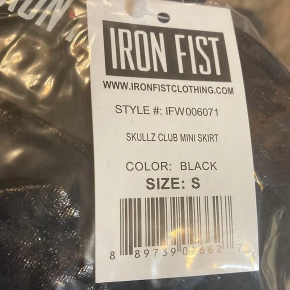 NWT Iron Fist Skullz Club Mini Skirt Sz L & Sz S in Black - Picture 10 of 10